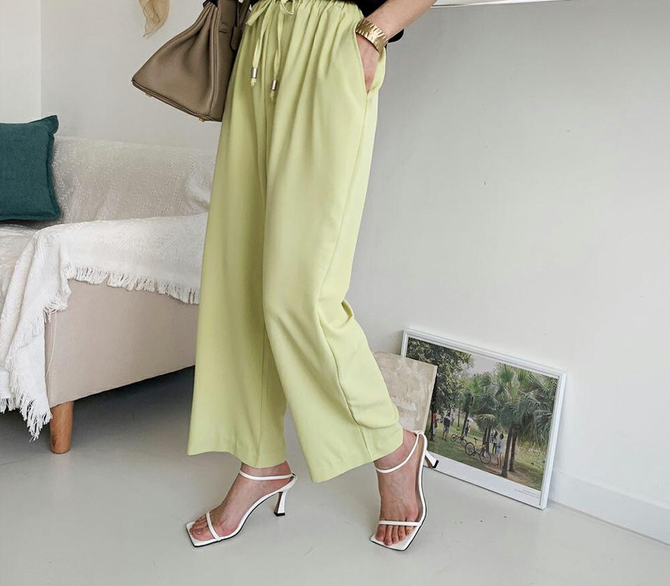 ドロストカラーパンツ・全4色・t69714 レディース 【pt】パンツ ズボン ロングパンツ ドロスト ウエストゴム ワイド 単色 無地 シンプル ストリング カジュアル ベーシック ラフ 大人 春 夏 秋 韓国 ファッション ハイホリHIHOLLI