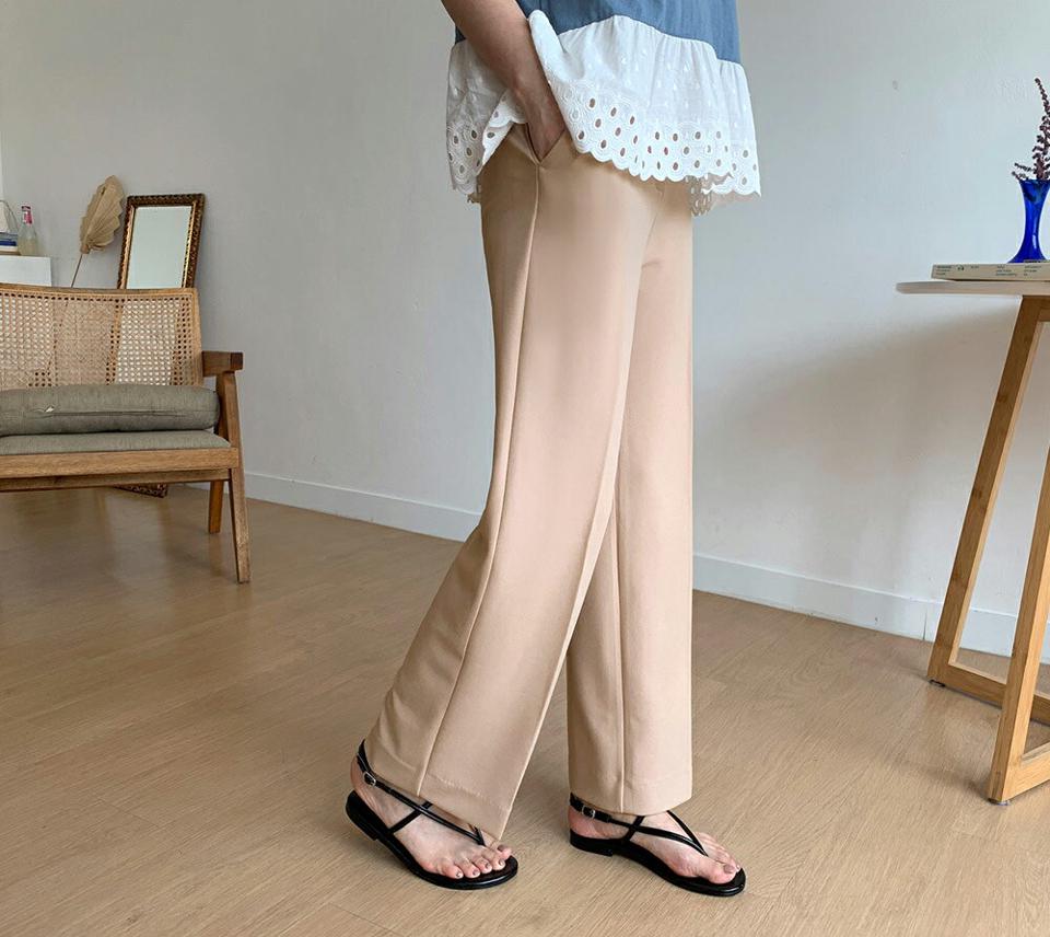 ストレートスラックス・全3色・t69717 レディース 【pt】パンツ ズボン ロングパンツ スラックス ストレート 単色 無地 シンプル ベーシック 大人 オフィスカジュアル きれいめ 春 夏 秋 韓国ファッション ハイホリHIHOLLI