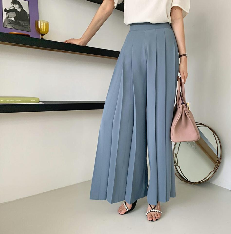 タックワイドパンツ・全3色・b69713 レディース 【pt】パンツ ズボン ロングパンツ ワイド スカンツ タック 単色 無地 シンプル 大人 きれいめ 春 夏 秋 韓国 ファッション ハイホリHIHOLLI