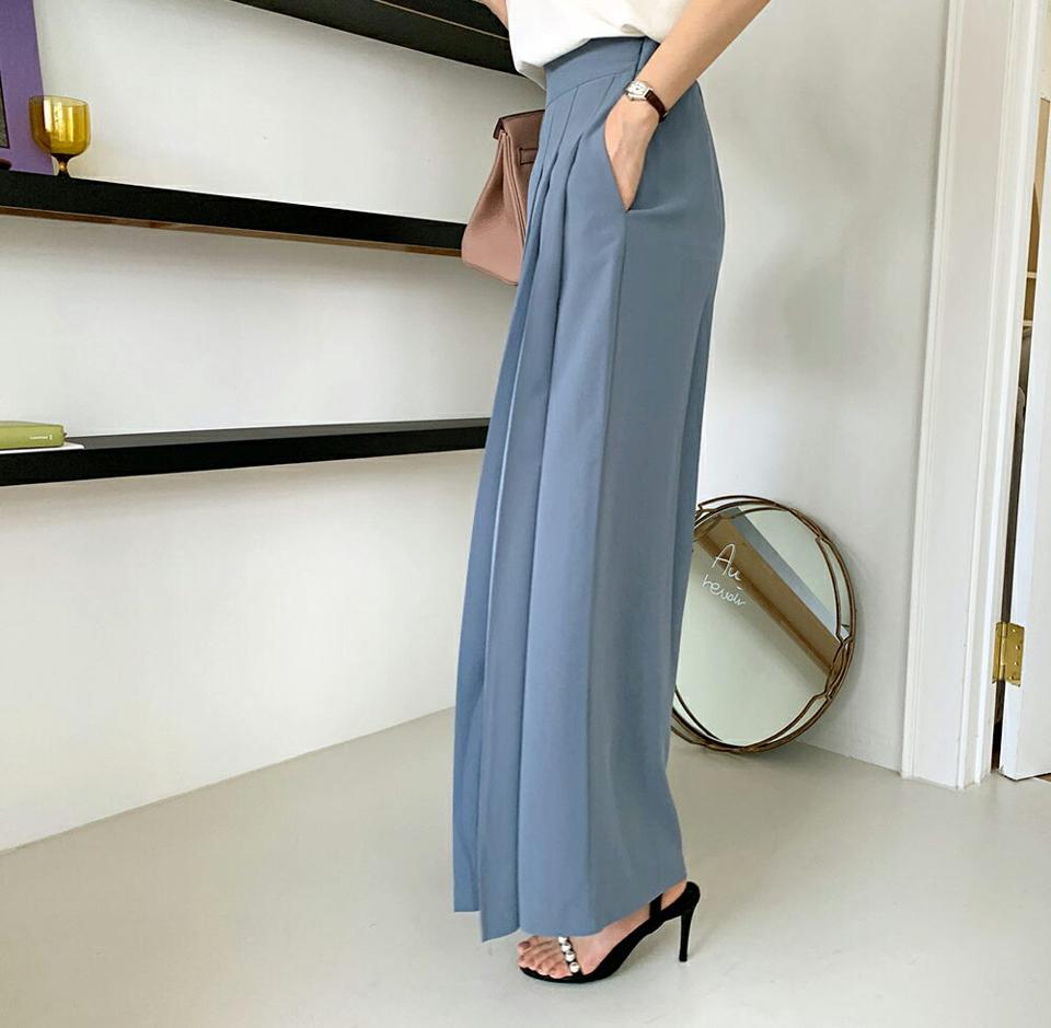 タックワイドパンツ・全3色・b69713 レディース 【pt】パンツ ズボン ロングパンツ ワイド スカンツ タック 単色 無地 シンプル 大人 きれいめ 春 夏 秋 韓国 ファッション ハイホリHIHOLLI