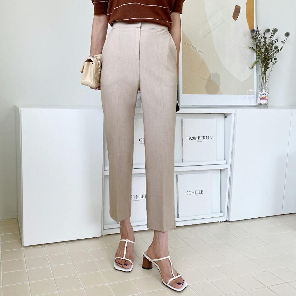 2TYPEスリムスラックス・全3色・b62557 レディース 【pt】韓国ファッション ボトムス ロング ロングパンツ ハイウエスト フィット 美脚 スリム スラックス 結婚式 ショート タイト 細身 足長 着痩せ 夏 春