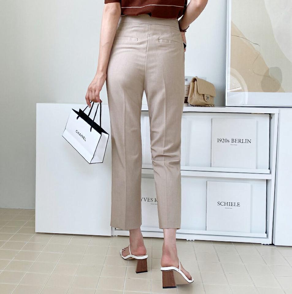 2TYPEスリムスラックス・全3色・b62557 レディース 【pt】韓国ファッション ボトムス ロング ロングパンツ ハイウエスト フィット 美脚 スリム スラックス 結婚式 ショート タイト 細身 足長 着痩せ 夏 春