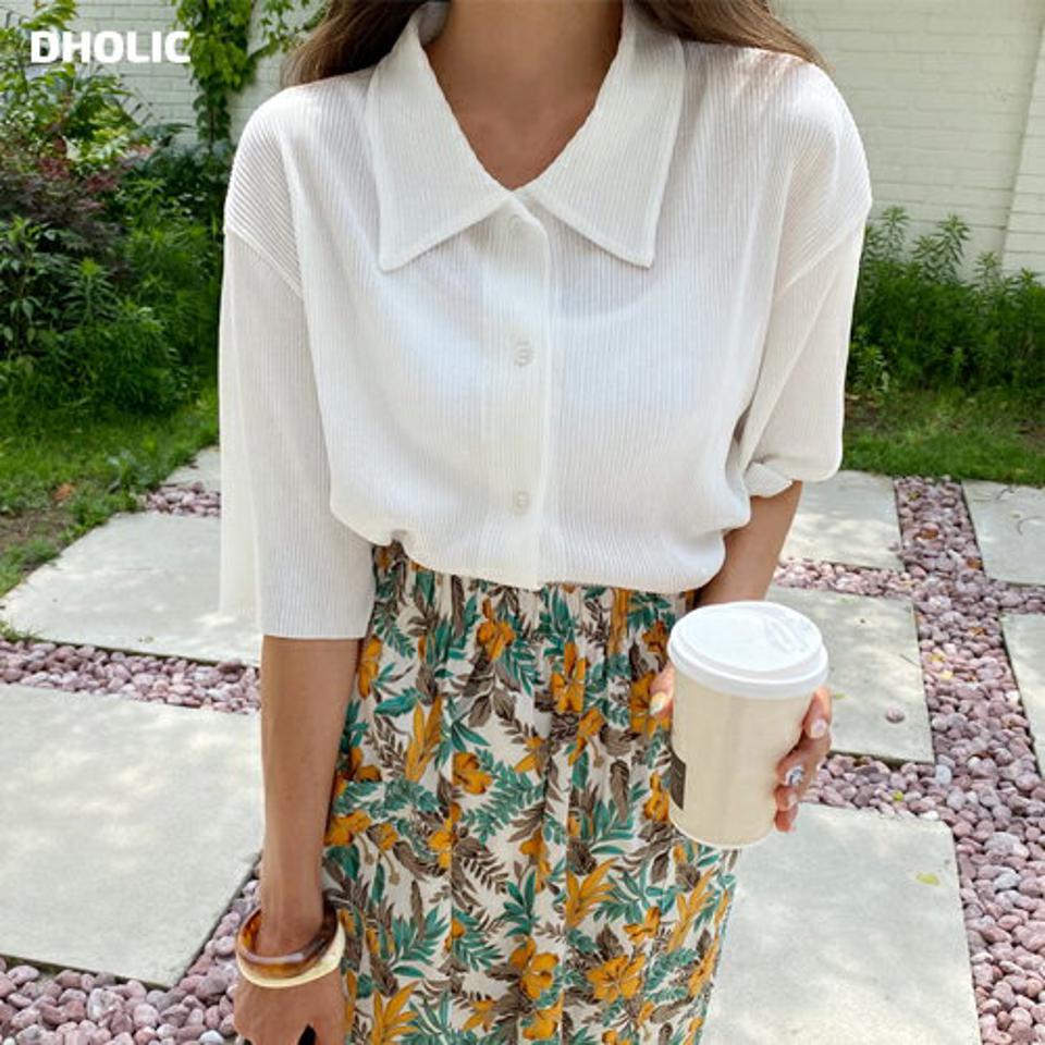 プリーツボタンシャツ・全3色・t62554 レディース 【bl】韓国 ファッション トップス シャツ 半袖 プリーツ ボタン ルーズ ゆったり ドロップショルダー フェミニン 上品 スリム カジュアル 夏 春