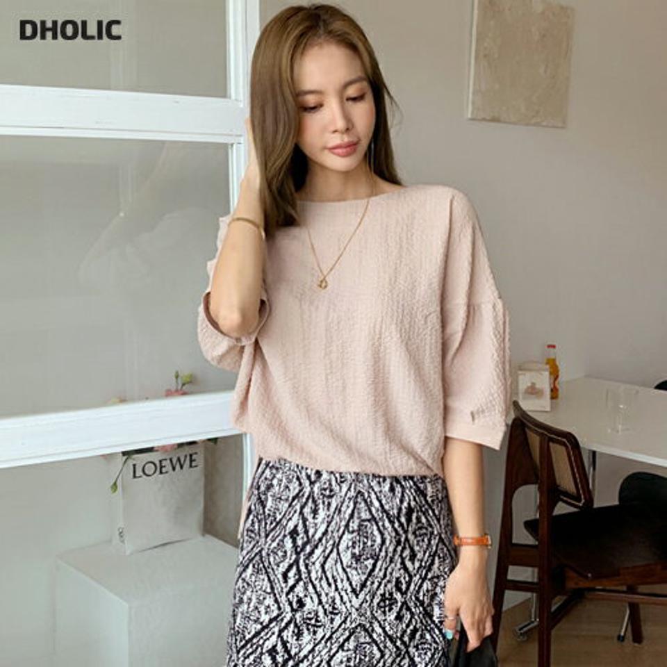 リンクルドロストブラウス・全3色・b69698 レディース 【bl】トップス ブラウス ドロスト リンクル 大人 ストリング 体型カバー ゆったり 半端丈 七分袖 七分丈 7分袖 7分丈 単色 春 秋 韓国 ファッション ハイホリHIHOLLI