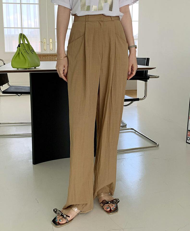 ワイドストレートパンツ・全4色・t69572 レディース 【pt】パンツ ズボン ロングパンツ ストレート ワイド 単色 無地 シンプル カジュアル ラフ 春 夏 韓国 ファッション ハイホリHIHOLLI