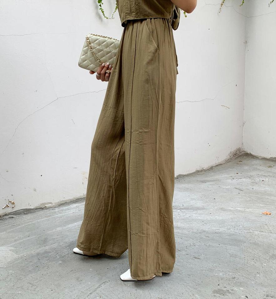 リンクルパンツ・全3色・t64537 レディース 【pt】韓国 ファッション ボトムス ロング ロングパンツ ストレート 楽ちん ワイドパンツ ワイド ゴム ハイウエスト スリム ルーズ ゆったり 体型カーバー 細身 足長 着痩せ 夏 春