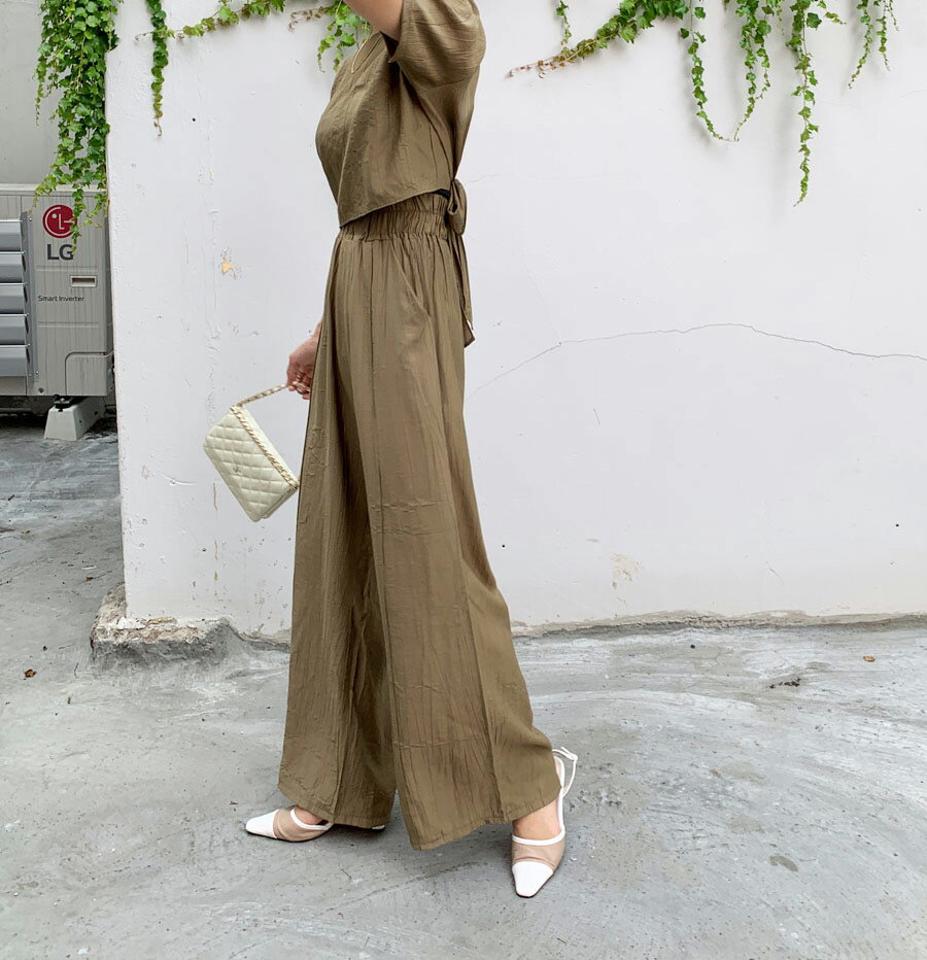 リンクルパンツ・全3色・t64537 レディース 【pt】韓国 ファッション ボトムス ロング ロングパンツ ストレート 楽ちん ワイドパンツ ワイド ゴム ハイウエスト スリム ルーズ ゆったり 体型カーバー 細身 足長 着痩せ 夏 春