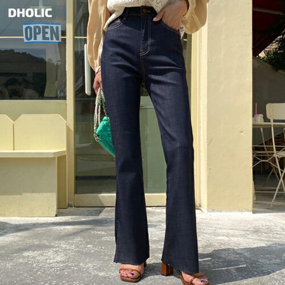 即日配送 スリットフレアデニムパンツ・全1色・t64547 レディース 【pt】韓国ファッション ボトムス ロング ロングパンツ フレアデニム スリット デニム ハイウエスト フレア デニムパンツ 体型カーバー 細身 足長 着痩せ 夏 春