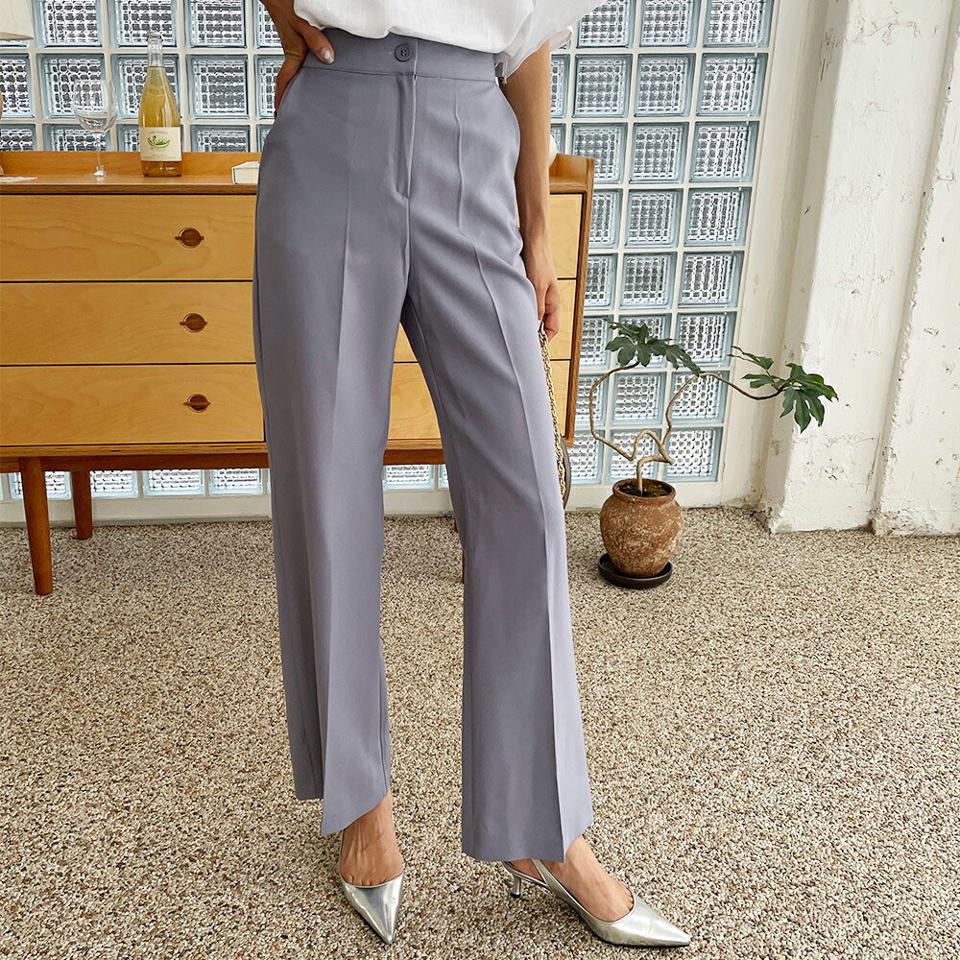 ハイウエストスラックスパンツ・全2色・t64544 レディース 【pt】韓国 ファッション ボトムス ロング ロングパンツ ストレート スラックス オフィス オフィスカジュアル ハイウエスト スリム 体型カーバー 細身 足長 着痩せ 夏 春