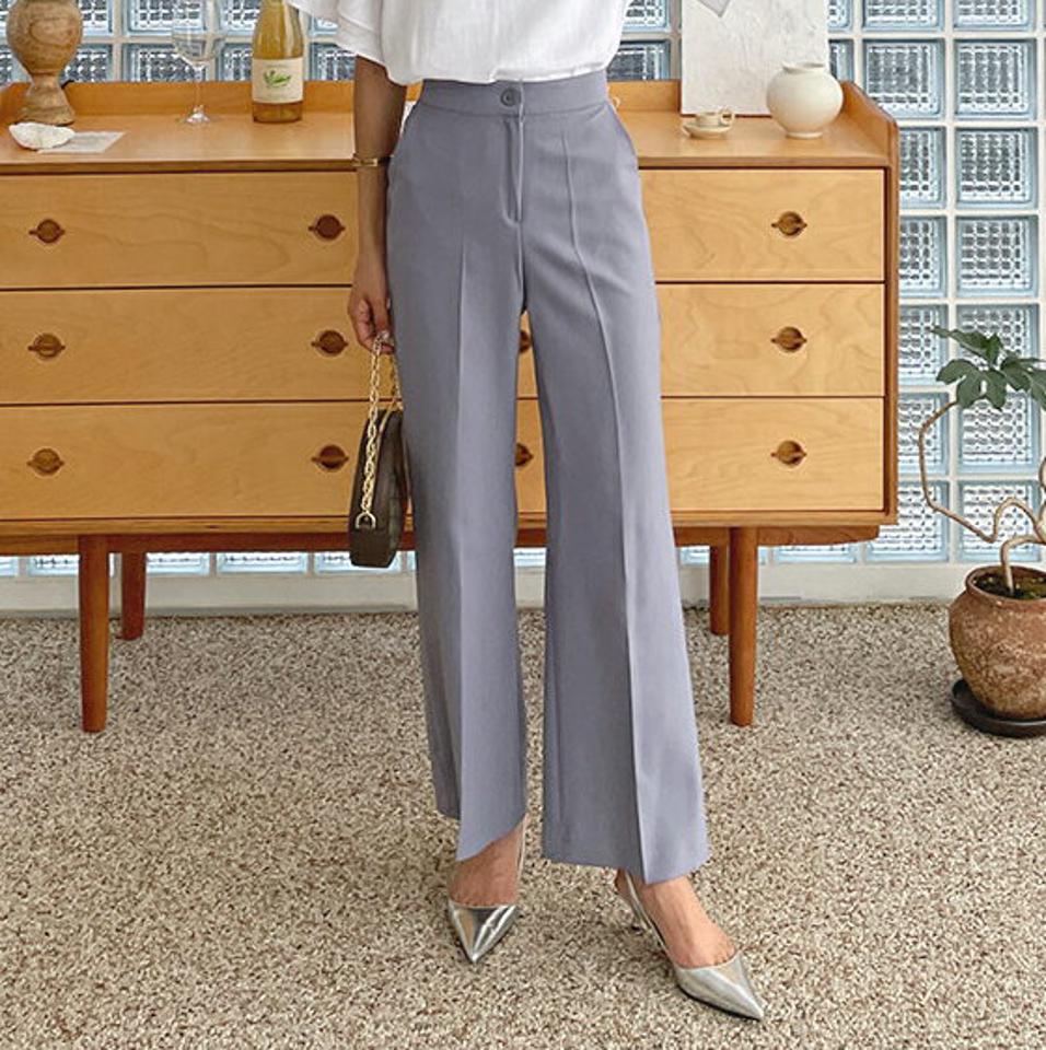 ハイウエストスラックスパンツ・全2色・t64544 レディース 【pt】韓国 ファッション ボトムス ロング ロングパンツ ストレート スラックス オフィス オフィスカジュアル ハイウエスト スリム 体型カーバー 細身 足長 着痩せ 夏 春