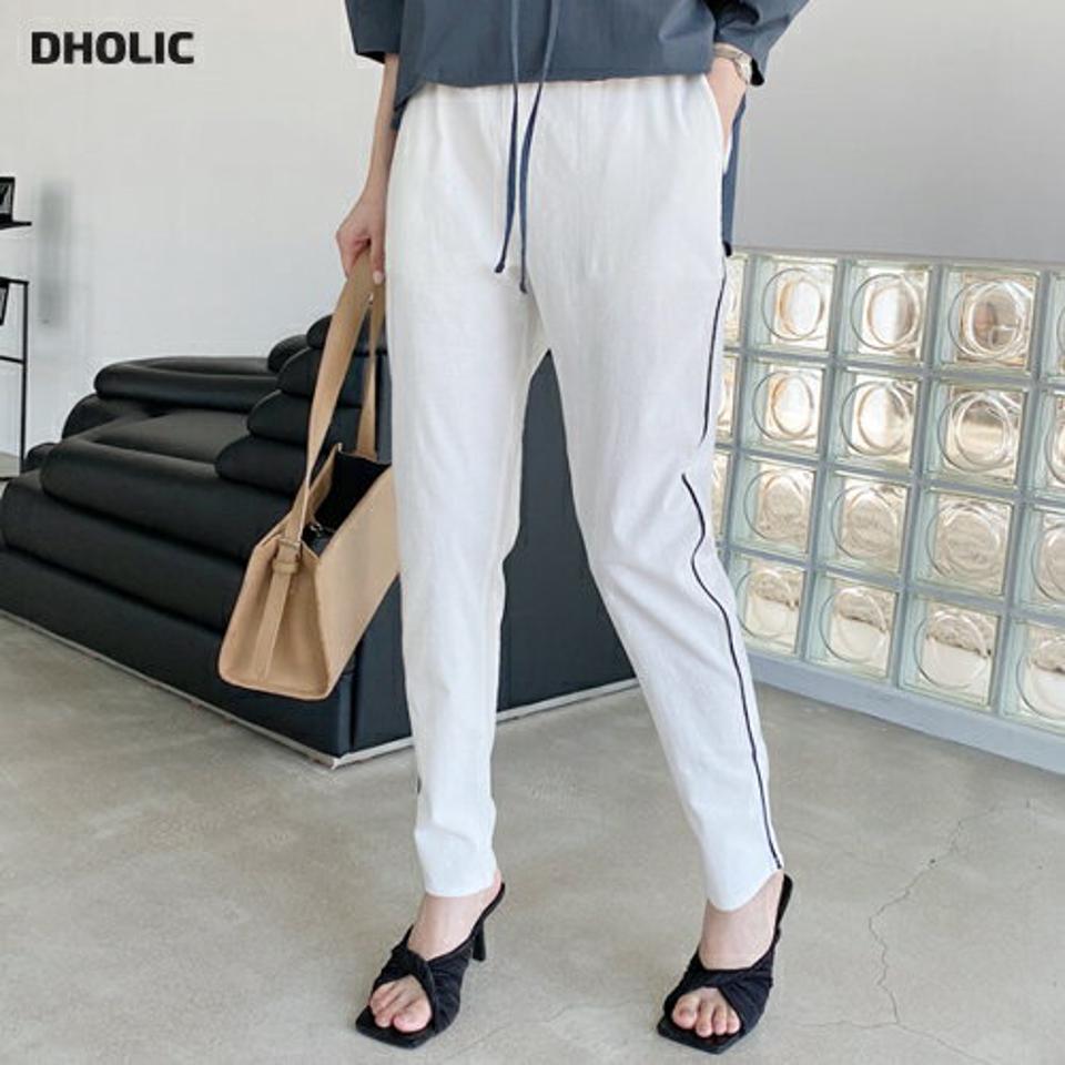サイドパイピングウエストゴムパンツ・全3色・b00203 レディース 【pt】パンツ ズボン ロングパンツ ウエストゴム パイピング サイドライン 大人 カジュアル ラフ 春 夏 韓国 ファッション ハイホリHIHOLLI