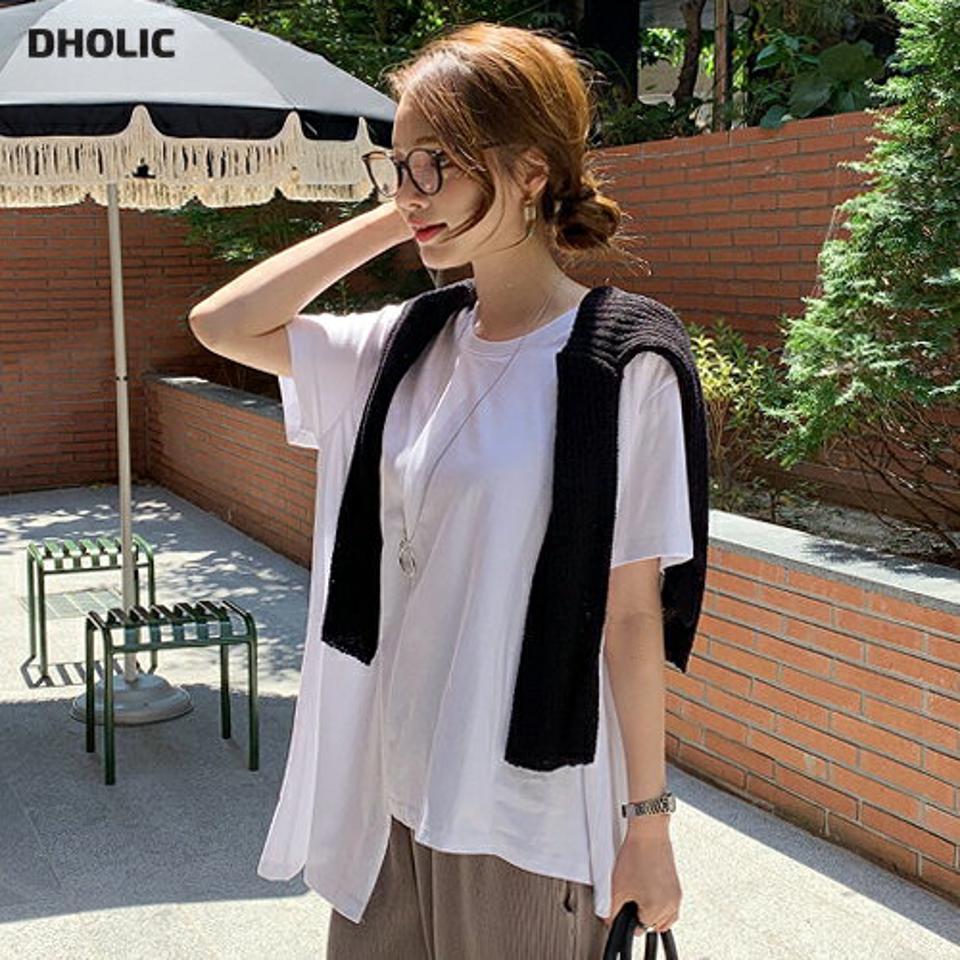 シルケットアンバランスTシャツ・全3色・t69588 レディース 【tops】トップス Tシャツ 半袖 アンバランス シルキー ラウンドネック カジュアル ラフ シンプル 大人 春 夏 韓国 ファッション ハイホリHIHOLLI