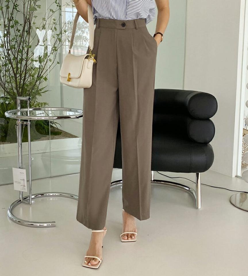 タックワイドスラックス・全2色・t69571 レディース 【pt】スラックス パンツ ズボン ロングパンツ ワイド タック 単色 無地 シンプル ベーシック 大人 オフィスカジュアル ベルトループ 春 夏 韓国 ファッション ハイホリHIHOLLI