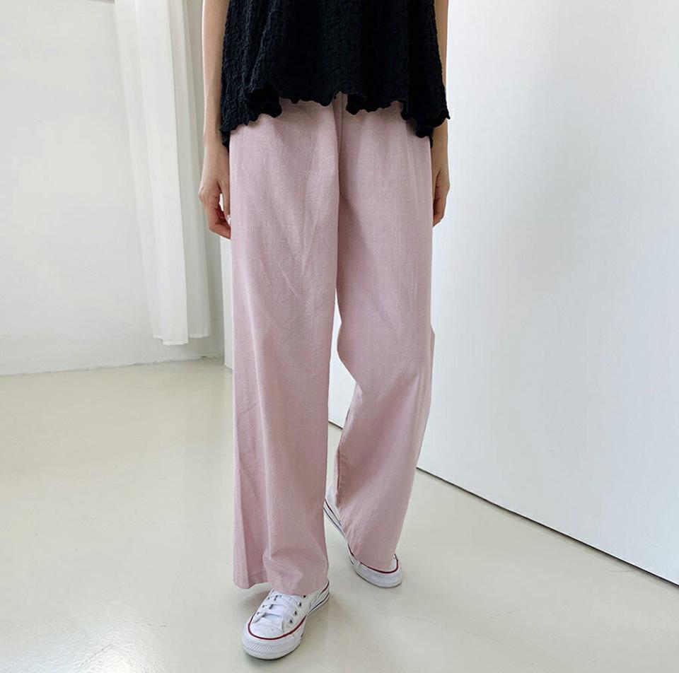 ウエストゴムパンツ・全4色・t64644 レディース 【pt】韓国 ファッション ボトムス パンツ ロング ロングパンツ ベーシック ワイド 足長 ルーズ ゆったり デイリー 細身 着痩せ 体型カーバー ストレート ゴム 春 夏 NIJU