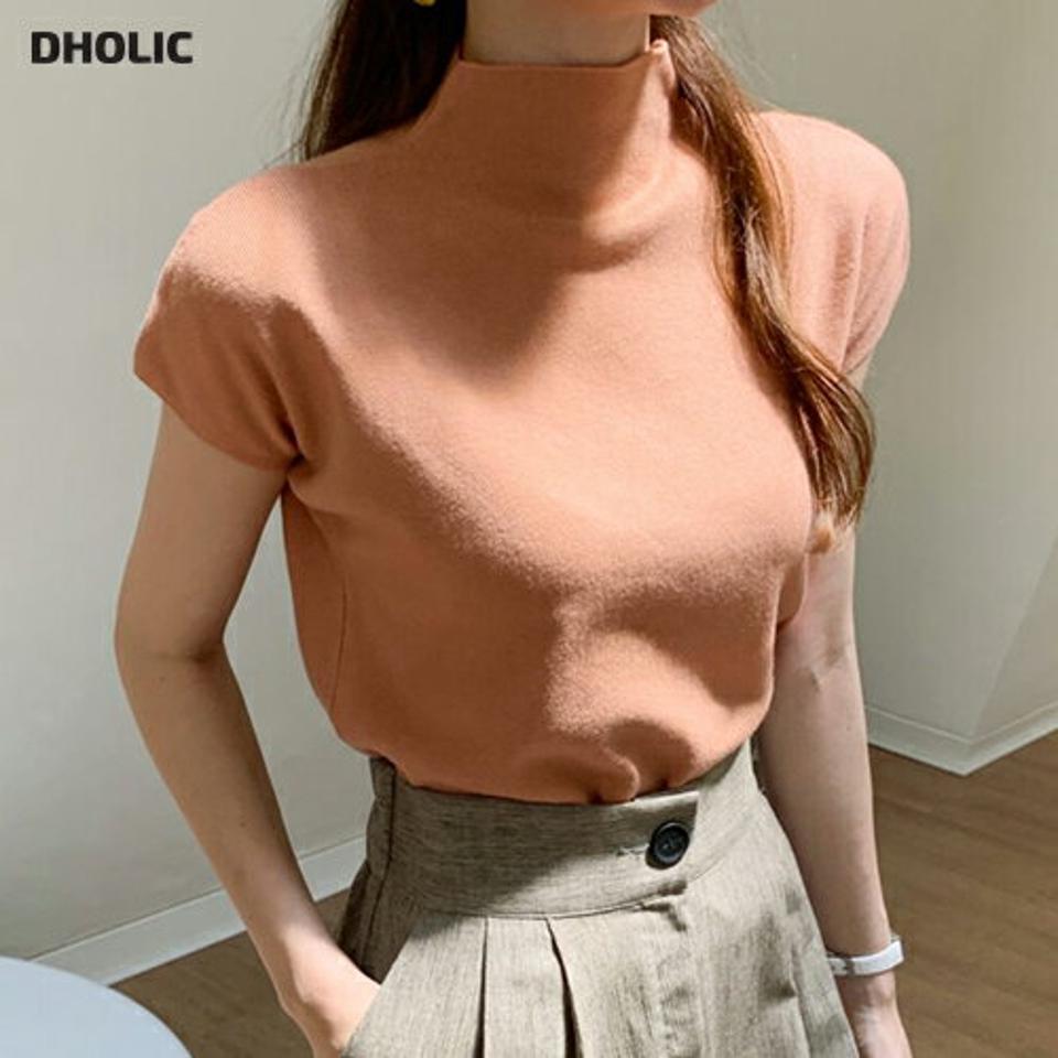 ハーフネックフレンチスリーブニット・全5色・b69589 レディース 【tops】トップス ニット ニットトップス フレンチスリーブ ショートスリーブ 半袖 ハーフネック 単色 無地 シンプル ベーシック 大人 春 夏 韓国 ファッション ハイホリHIHOLLI