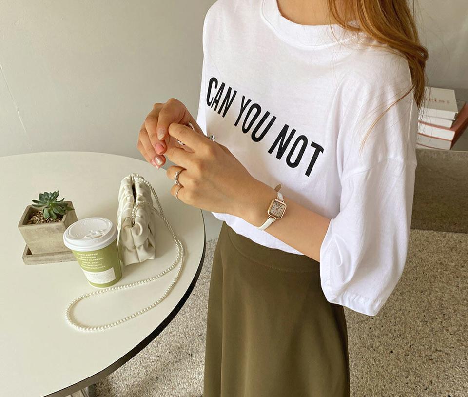 CAN YOU NOTクロップドTシャツ・全2色・t64759 レディース 【tops】韓国 ファッション トップス Tシャツ 半袖 レタリング クロップド ラウンドネック 無地 カジュアル ルーズ ゆったり デイリー フェミニン シンプル ガーリー 春 夏 NIJU