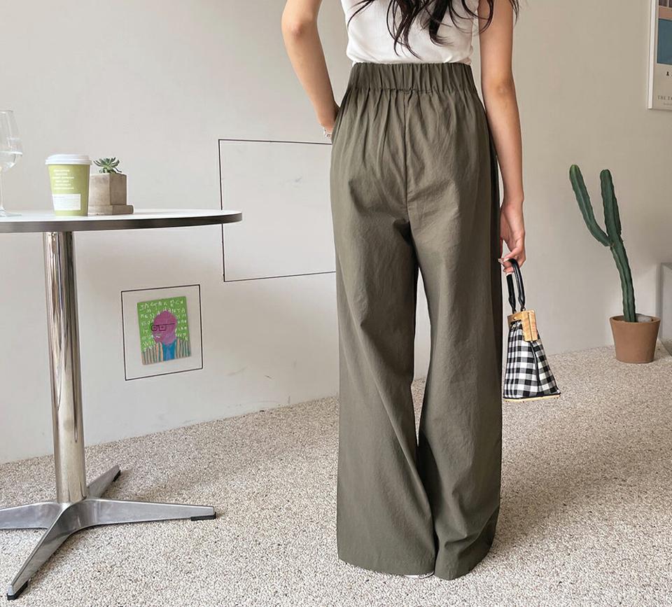 ピンタックウエストゴムパンツ・全3色・t64758 レディース 【pt】韓国 ファッション ボトムス パンツ ロング ロングパンツ ワンタック シンプル ゴム ワイド ルーズ ゆったり スリム ストレート 美脚 足長 細身 着痩せ 体型カーバー 春 夏 NIJU