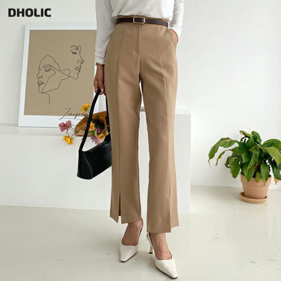 【マラソン特価】スリットフレアスラックス・全2色・t65747 レディース 【pt】韓国ファッション ボトムス ロング ロングパンツ ストレート 美脚 オフィスカジュアル スラックス フレア オフイス 無地 ハイウエスト スリム フィット 細身 足長 夏 春 セール