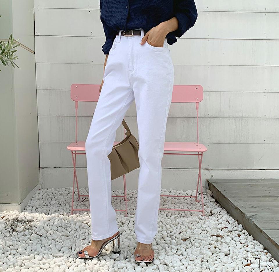 コットンストレートパンツ・全2色・t65748 レディース 【pt】韓国ファッション ボトムス ロング ロングパンツ ストレート 美脚 ベーシック 無地 ハイウエスト スリム ルーズ フィット 体型カバー 細身 足長 着痩せ 夏 春