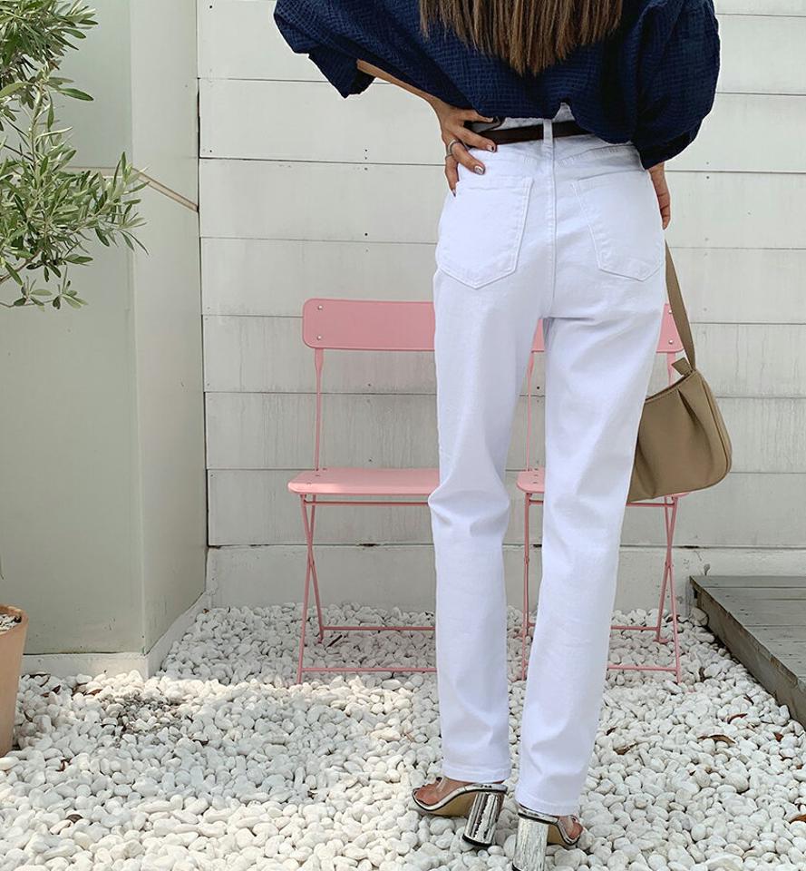 コットンストレートパンツ・全2色・t65748 レディース 【pt】韓国ファッション ボトムス ロング ロングパンツ ストレート 美脚 ベーシック 無地 ハイウエスト スリム ルーズ フィット 体型カバー 細身 足長 着痩せ 夏 春