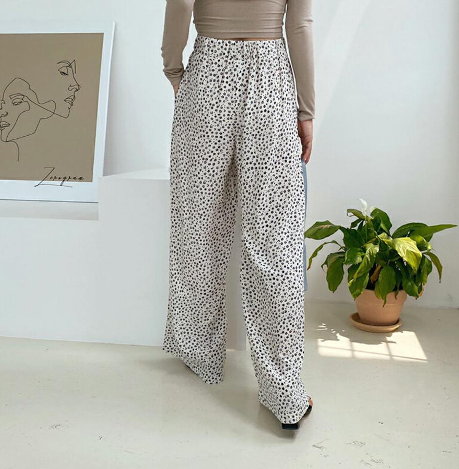 クローバーパンツ・全3色・b65746 レディース 【pt】韓国ファッション ボトムス ロング ロングパンツ 楽ちん クローバー パターン ゴム ワイド ハイウエスト クール スリム ルーズ ゆったり 体型カバー 細身 足長 着痩せ 夏 春