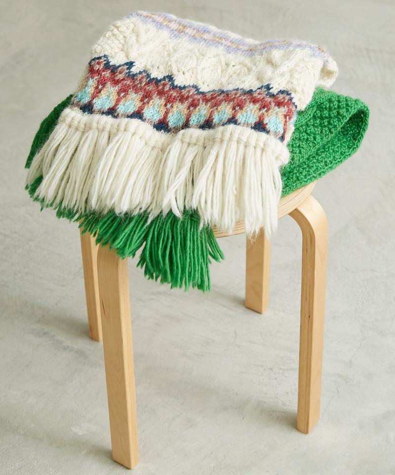 【予約販売】〇ケーブル×透かし編みハンドニットマフラー（cardo fabrica）