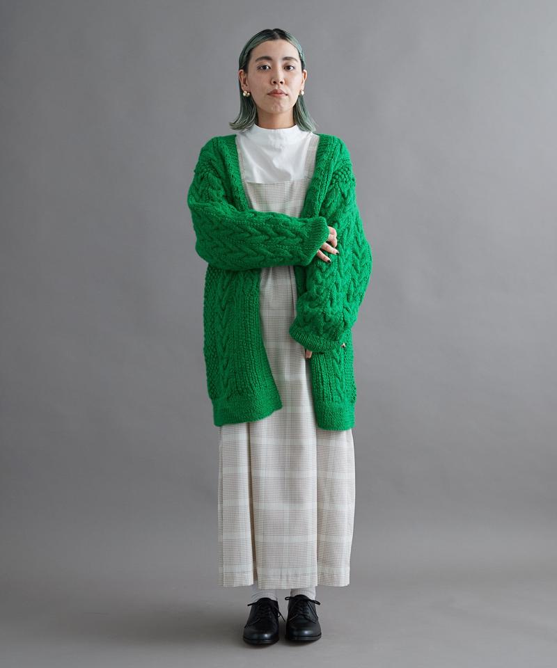【予約販売】○ケーブル×透かし編みハンドニットＶネックカーディガン（cardo fabrica）