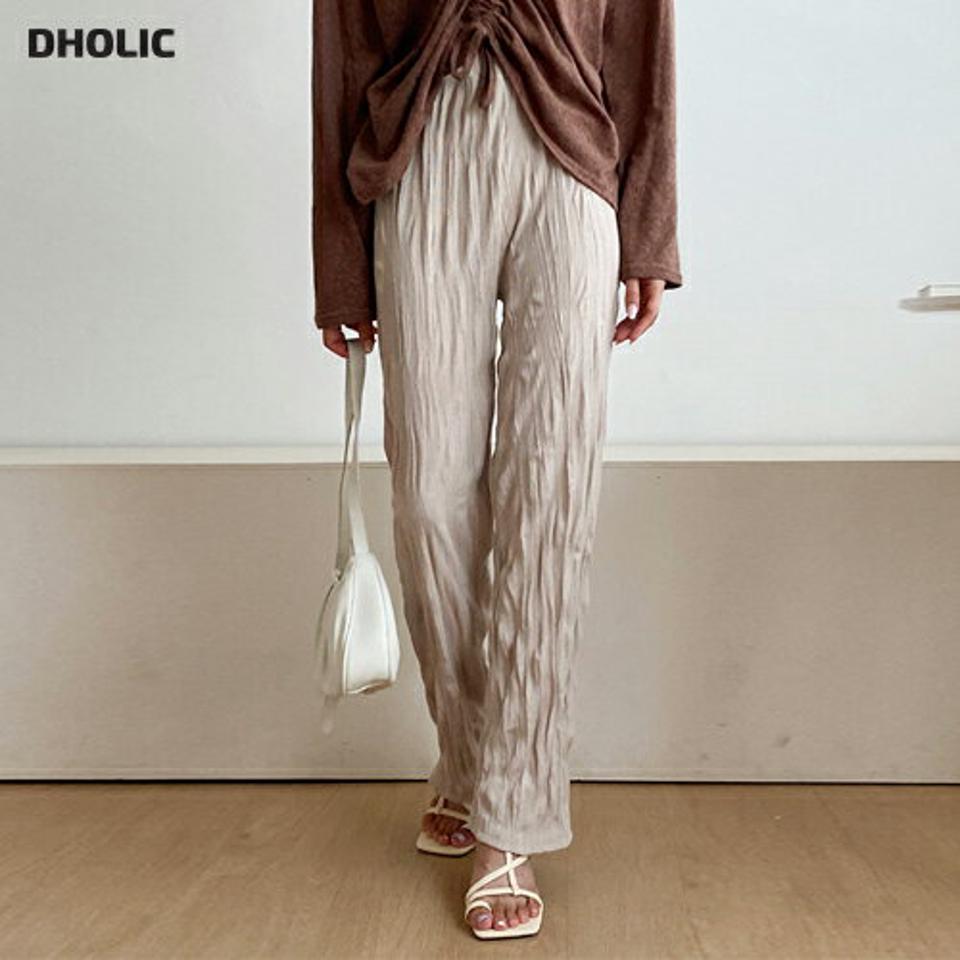 リンクルストレートパンツ・全3色・t62598 レディース 【pt】韓国 ファッション ボトムス ロング ロングパンツ ベーシック ゴム ストレート リンクル ハイウエスト ルーズ ゆったり 楽ちん 体型カーバー 細身 足長 着痩せ 夏 春