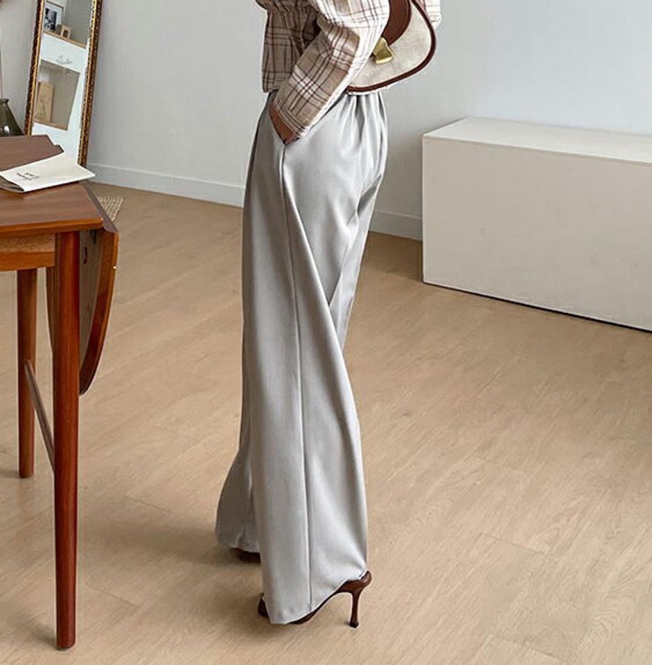 ワイドスラックスパンツ・全3色・t62596 レディース 【pt】韓国 ファッション ボトムス ロング ロングパンツ ベーシック ワイド スラックス ツータック ルーズ ゆったり 楽ちん ゴム 体型カーバー 細身 足長 着痩せ 夏 春