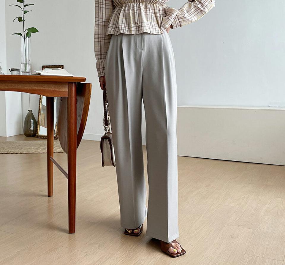 ワイドスラックスパンツ・全3色・t62596 レディース 【pt】韓国 ファッション ボトムス ロング ロングパンツ ベーシック ワイド スラックス ツータック ルーズ ゆったり 楽ちん ゴム 体型カーバー 細身 足長 着痩せ 夏 春