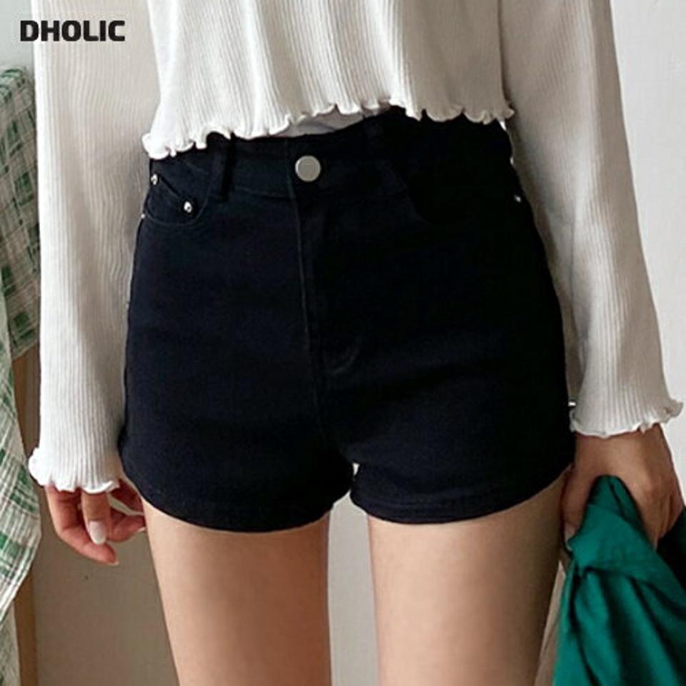 ショートパンツ・全2色・b62594 レディース 【pt】韓国 ファッション ボトムス ショート ショートパンツ スリム ベーシック ボタン ポケット シンプル フィット タイト 体型カーバー 細身 足長 着痩せ 夏 春