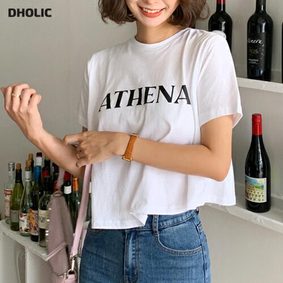 【KILL PRICE】クロップドスリットロゴTシャツ・全4色・t57901 レディース 【tops】韓国 ファッション トップス Tシャツ 半袖 スリット シンプル クロップド丈 ロゴ カジュアル ラウンドネック スリム フィット 体型カーバー デイリー 夏 春【KILL】