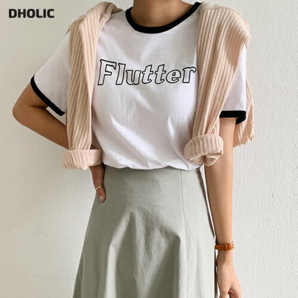 配色ロゴTシャツ・全3色・t57902 レディース 【tops】韓国 ファッション トップス Tシャツ 半袖 配色 ライン シンプル ロゴ カジュアル ラウンドネック スリム フィット 体型カーバー デイリー 夏 春