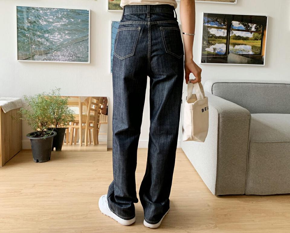 インディゴデニムパンツ・全1色・t57925 レディース 【pt】韓国ファッション ボトムス ロング ロングパンツ インディゴ デニムパンツ デニム ワイド ストレート 着痩せ 夏 春