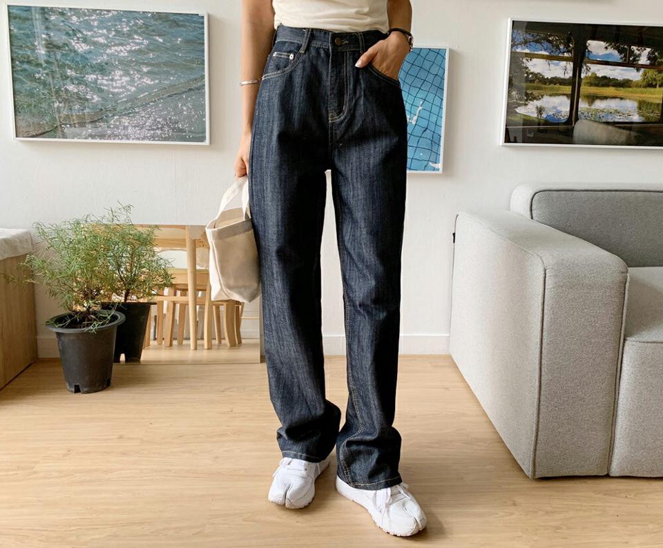 インディゴデニムパンツ・全1色・t57925 レディース 【pt】韓国ファッション ボトムス ロング ロングパンツ インディゴ デニムパンツ デニム ワイド ストレート 着痩せ 夏 春