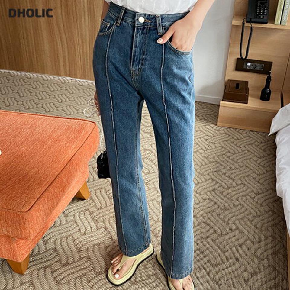 センタープレスフレアデニムパンツ・全1色・t00524 レディース 【pt】韓国ファッション ボトムス パンツ ロング ロングパンツ セミフレア フレア デニムパンツ デニム センタープレス コットン スリム ストレート 美脚 着痩せ 春 夏 NIJU