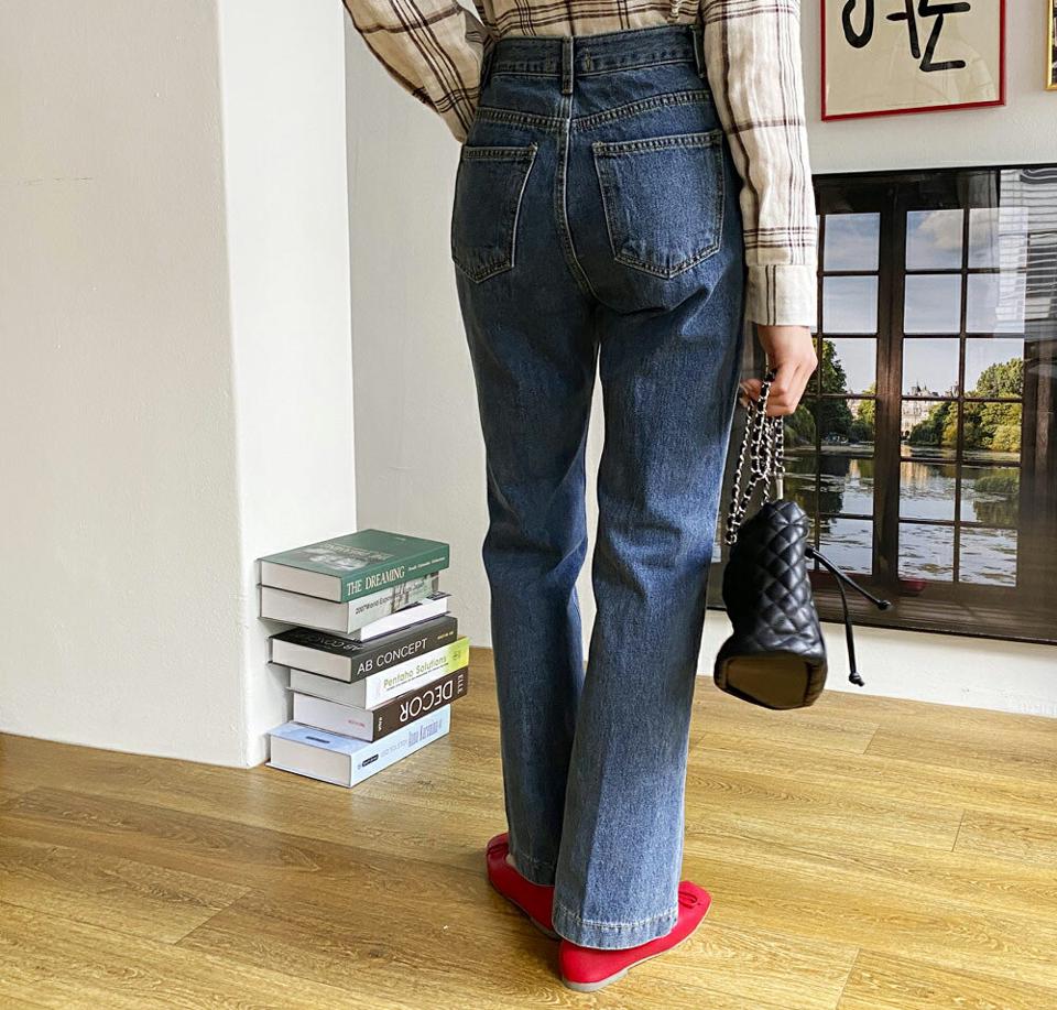 センタープレスフレアデニムパンツ・全1色・t00524 レディース 【pt】韓国ファッション ボトムス パンツ ロング ロングパンツ セミフレア フレア デニムパンツ デニム センタープレス コットン スリム ストレート 美脚 着痩せ 春 夏 NIJU