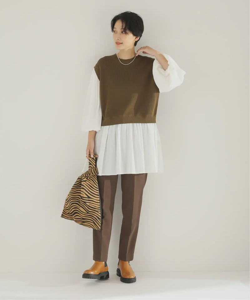 コットンクレープドッキングブラウス◆（JOURNAL STANDARD relume）