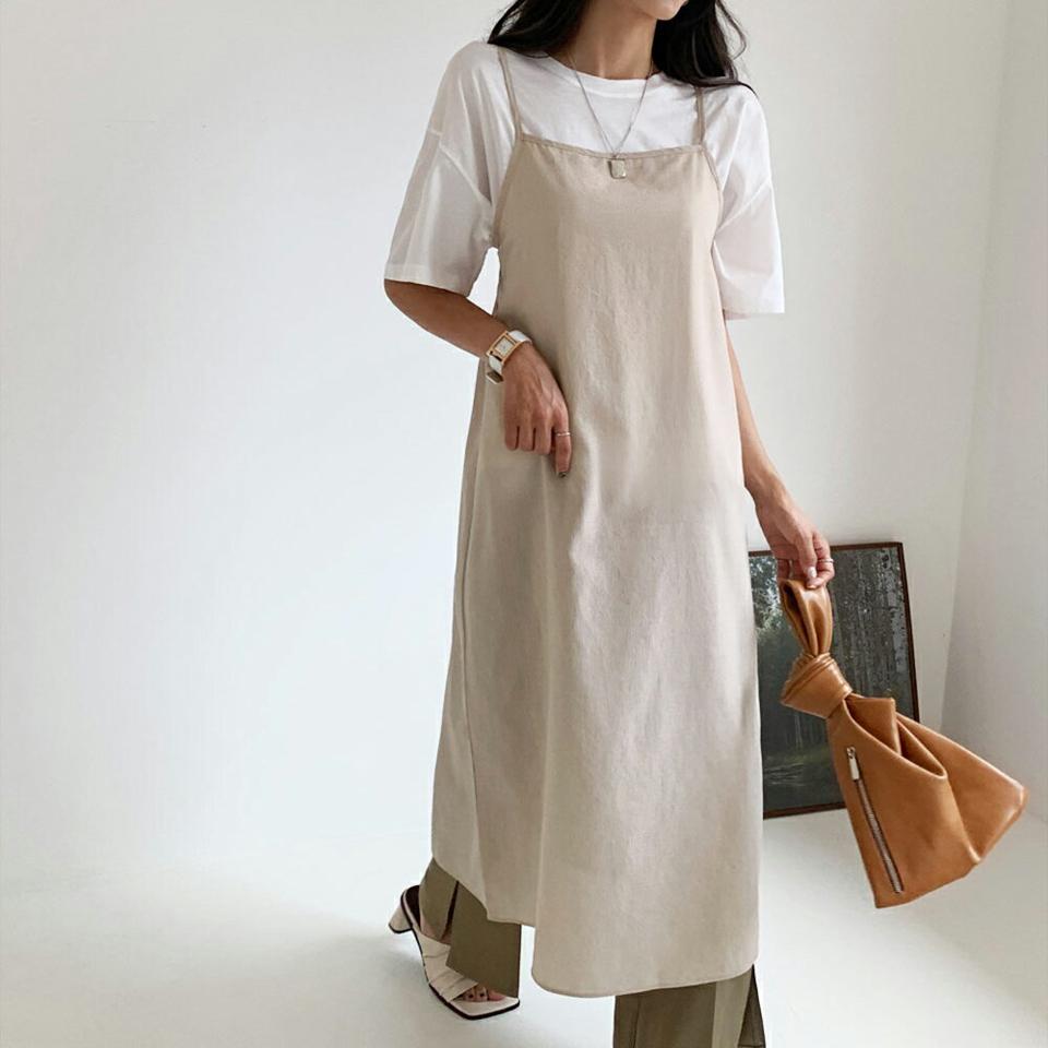 バックリボンキャミワンピース・全4色・t65780 レディース 【ops】韓国 ファッション ワンピース ロング ロングワンピース リボン ガーリー キャミソール キャミワンピース フレア スリム カジュアル 体型カバー 夏 春