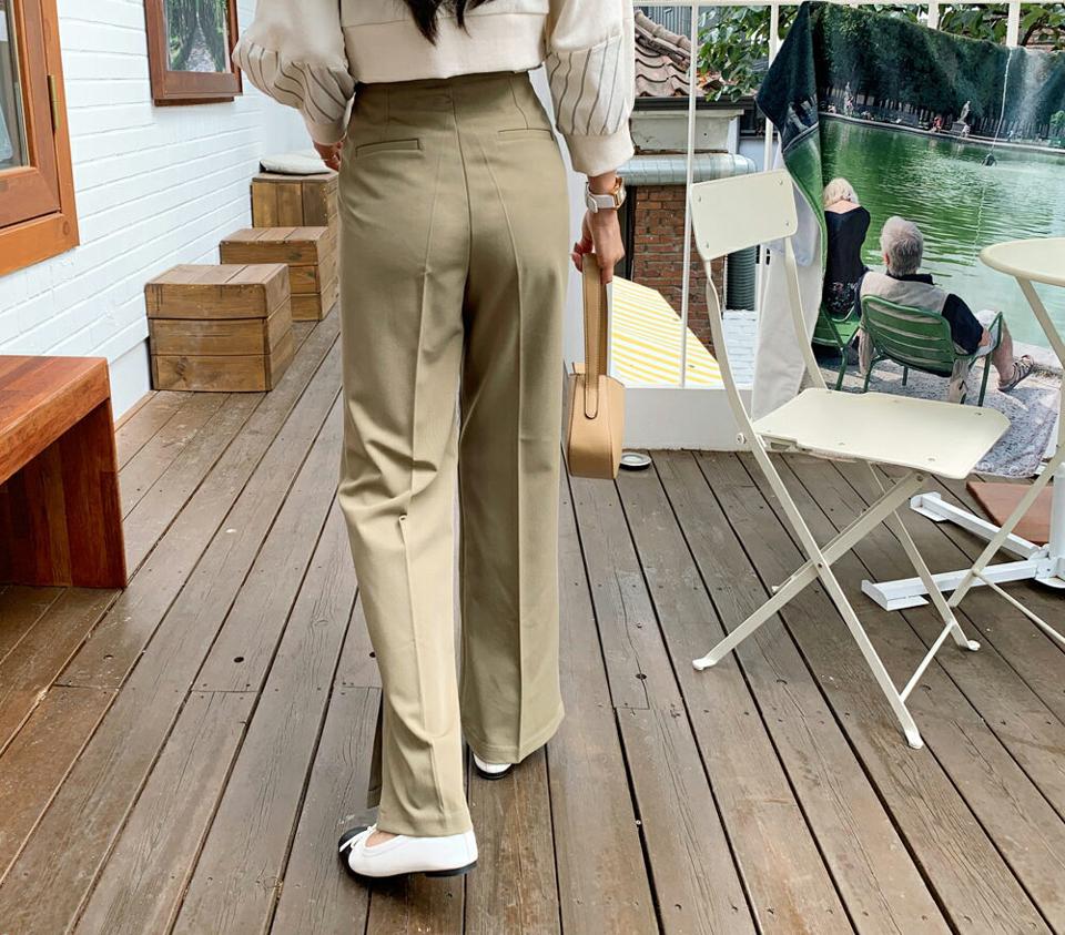 スリットストレートスラックスパンツ・全3色・t65791 レディース 【pt】韓国ファッション ボトムス ロング ロングパンツ ベーシック 美脚 スラックス ストレート フィット タイト 細身 足長 着痩せ オフィスカジュアル 夏 春