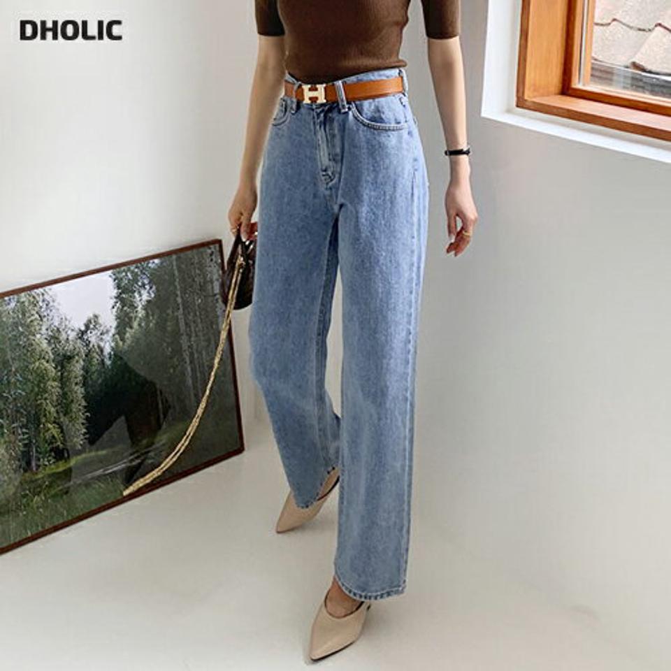 ハイウエストデニムパンツ・全2色・t65789 レディース 【pt】韓国ファッション ボトムス ロング ロングパンツ ベーシック 美脚 ハイウエスト デニムパンツ デニム ワイド ストレート 体型カバー 細身 足長 着痩せ 夏 春