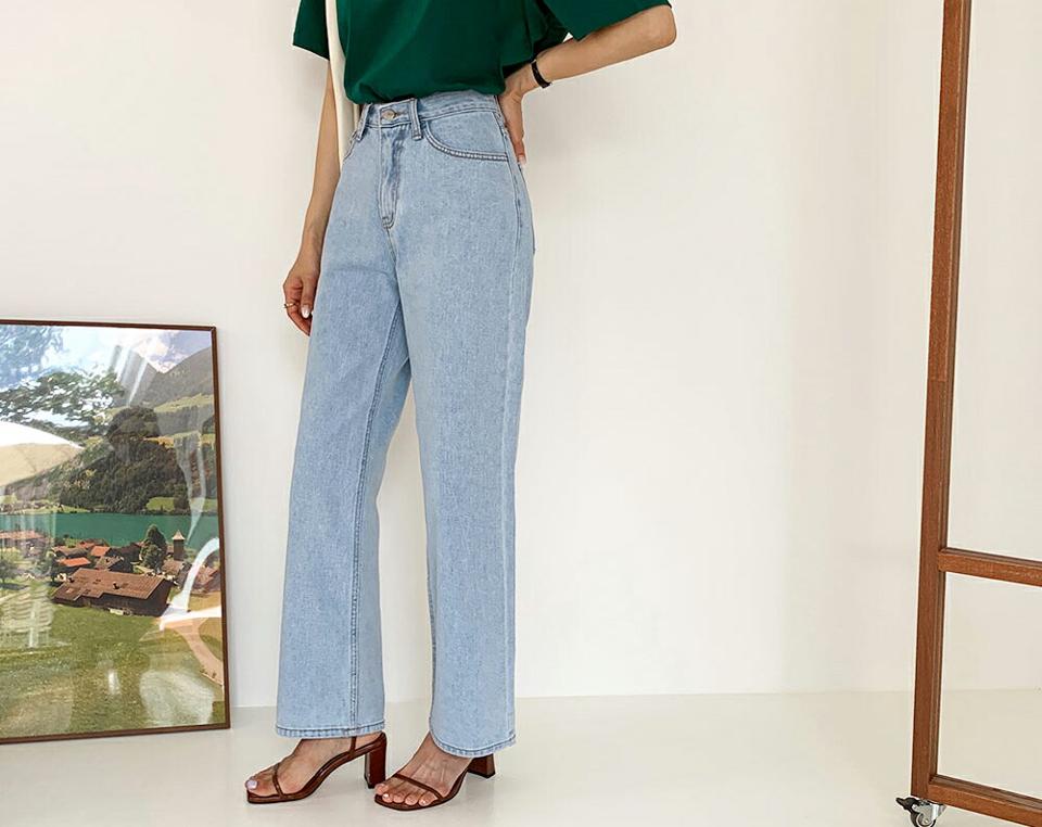 ハイウエストデニムパンツ・全2色・t65789 レディース 【pt】韓国ファッション ボトムス ロング ロングパンツ ベーシック 美脚 ハイウエスト デニムパンツ デニム ワイド ストレート 体型カバー 細身 足長 着痩せ 夏 春