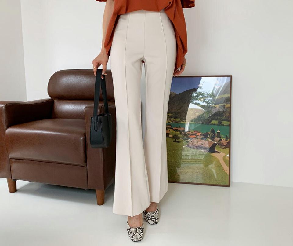 即日配送 ハイウエストフレアパンツ・全2色・t65766 レディース 【pt】韓国ファッション ボトムス ロング ロングパンツ 美脚 スキニー フレア ハイウエスト センタープレス フィット タイト 細身 足長 着痩せ オフィス 夏 春