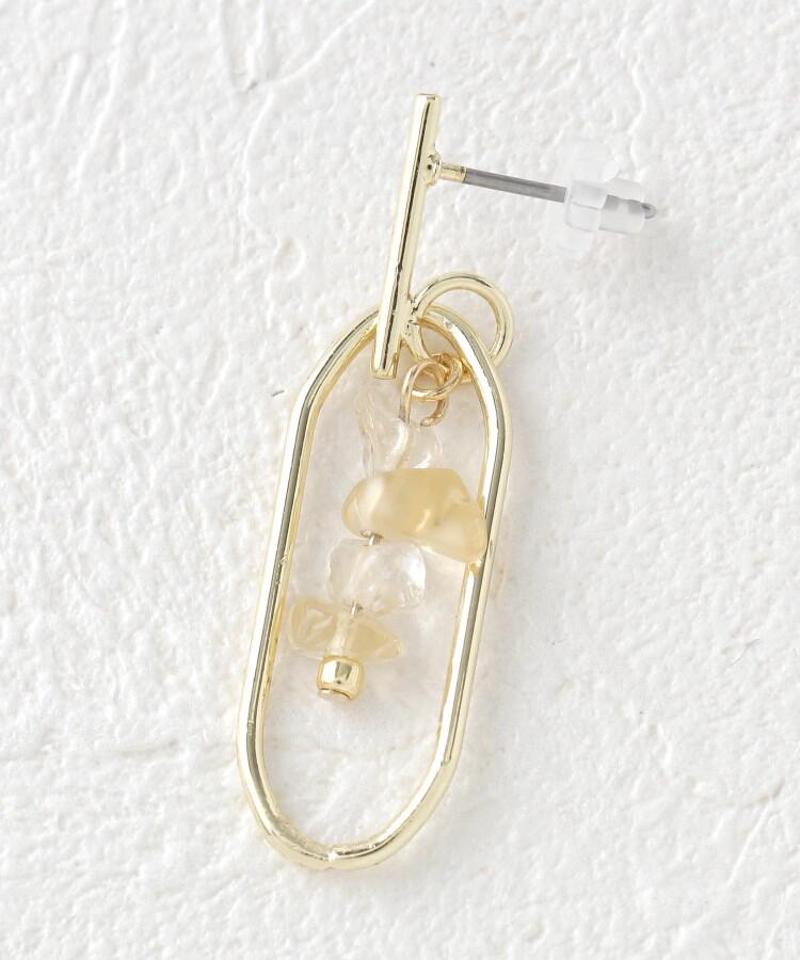 天然石楕円リングピアス