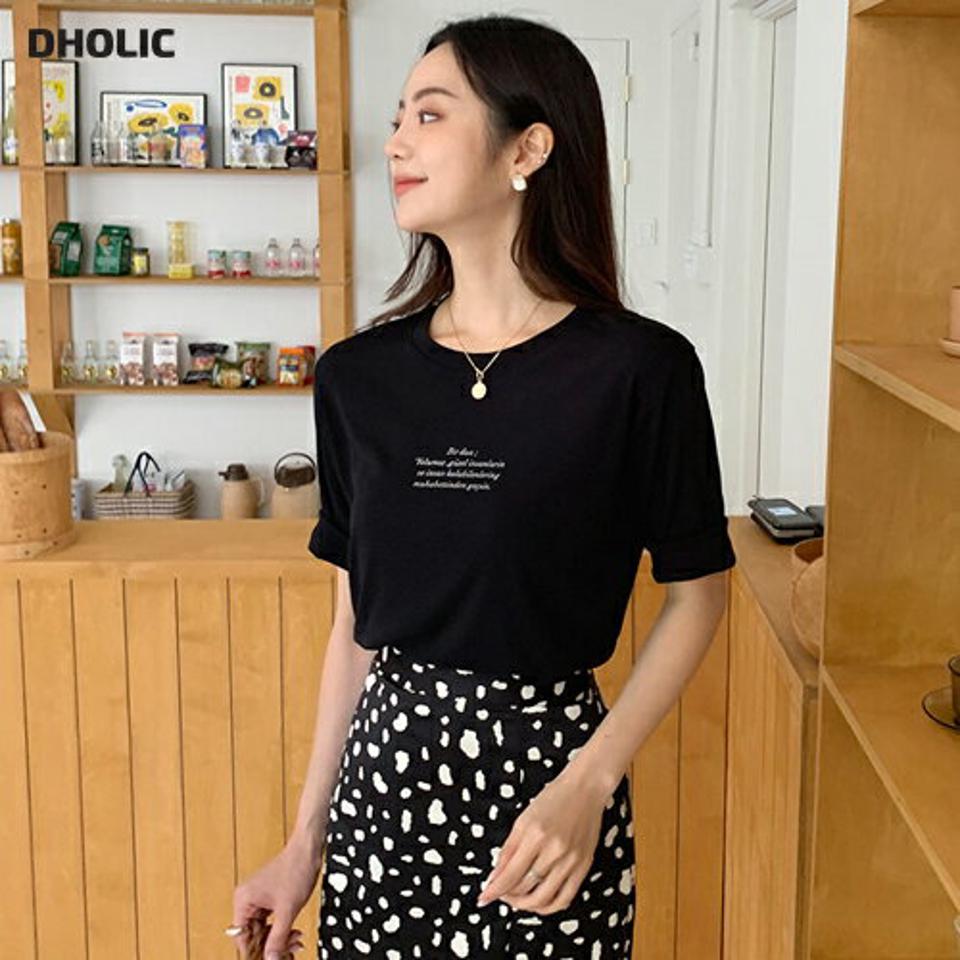 ラウンドネックレタリングTシャツ・全4色・t57941 レディース 【tops】韓国ファッション トップス Tシャツ レタリング ラウンドネック 7分丈 長袖 スリム フィット 体型カバー 細身 フェミニン 秋 カジュアル 夏 春