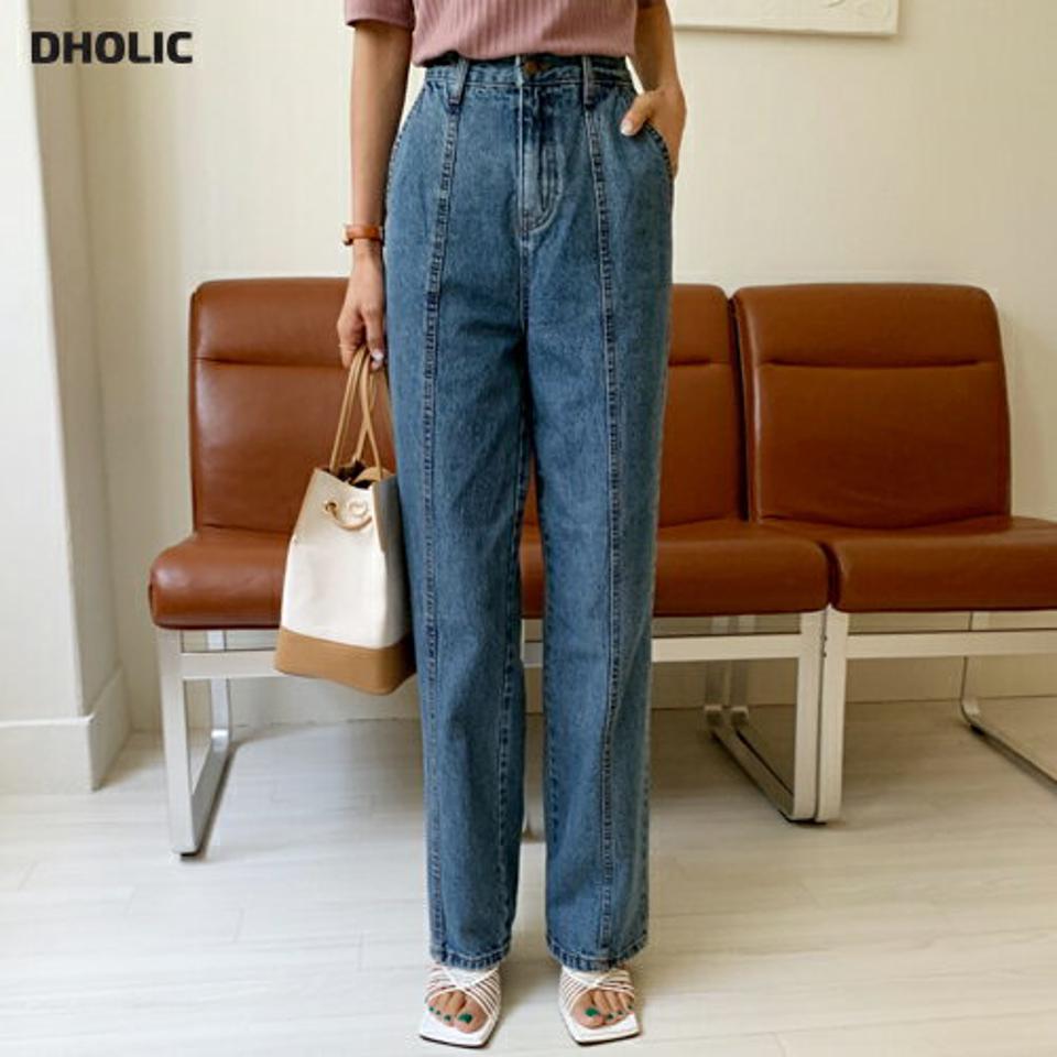 ステッチワイドデニムパンツ・全1色・t57969 レディース 【pt】韓国ファッション ボトムス ロング ロングパンツ ベーシック デニムパンツ デニム ハイウエスト ワイド 美脚 ステッチ スリム 体型カバー 細身 足長 着痩せ 夏 春