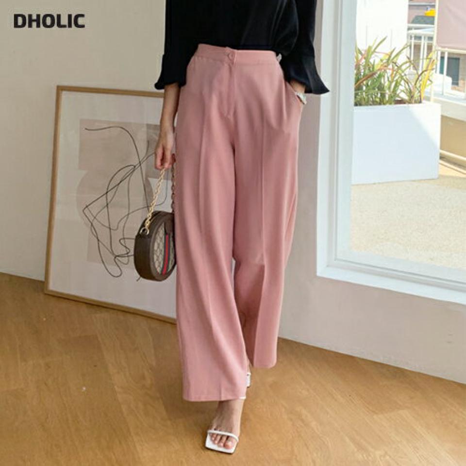 ワイドフィットスラックス・全4色・t69786 レディース 【pt】スラックス パンツ ズボン ワイド 単色 無地 シンプル ベーシック 大人 オフィスカジュアル 春 秋 韓国 ファッション ハイホリHIHOLLI