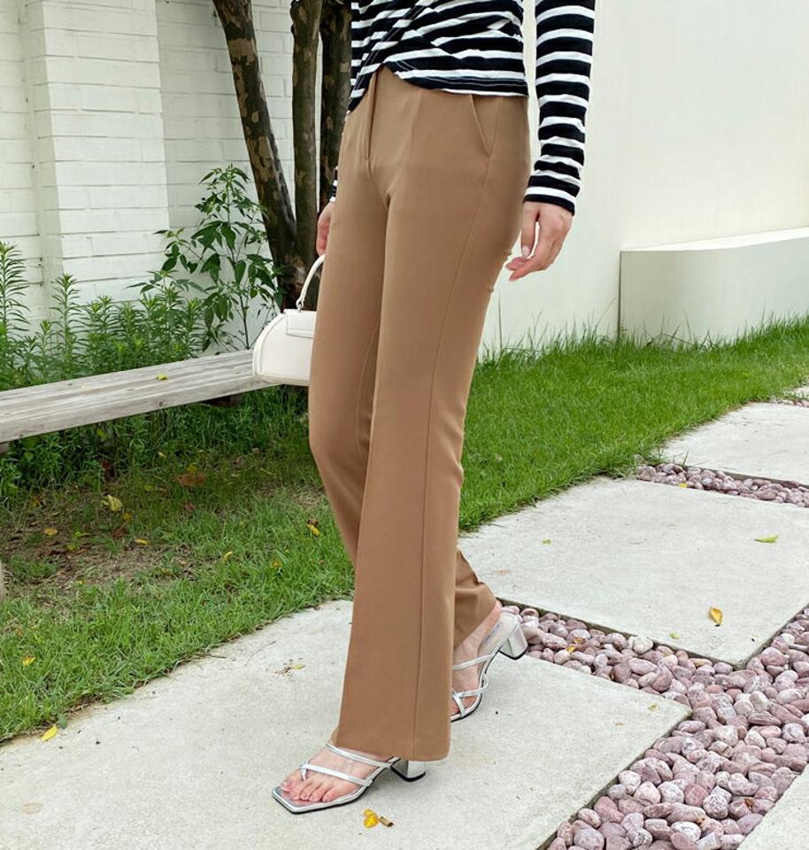 ウエストゴムスラックスパンツ・全3色・b69834 レディース 【pt】スラックス パンツ ズボン ウエストゴム 単色 無地 シンプル ベーシック 大人 オフィスカジュアル 春 秋 韓国 ファッション ハイホリHIHOLLI