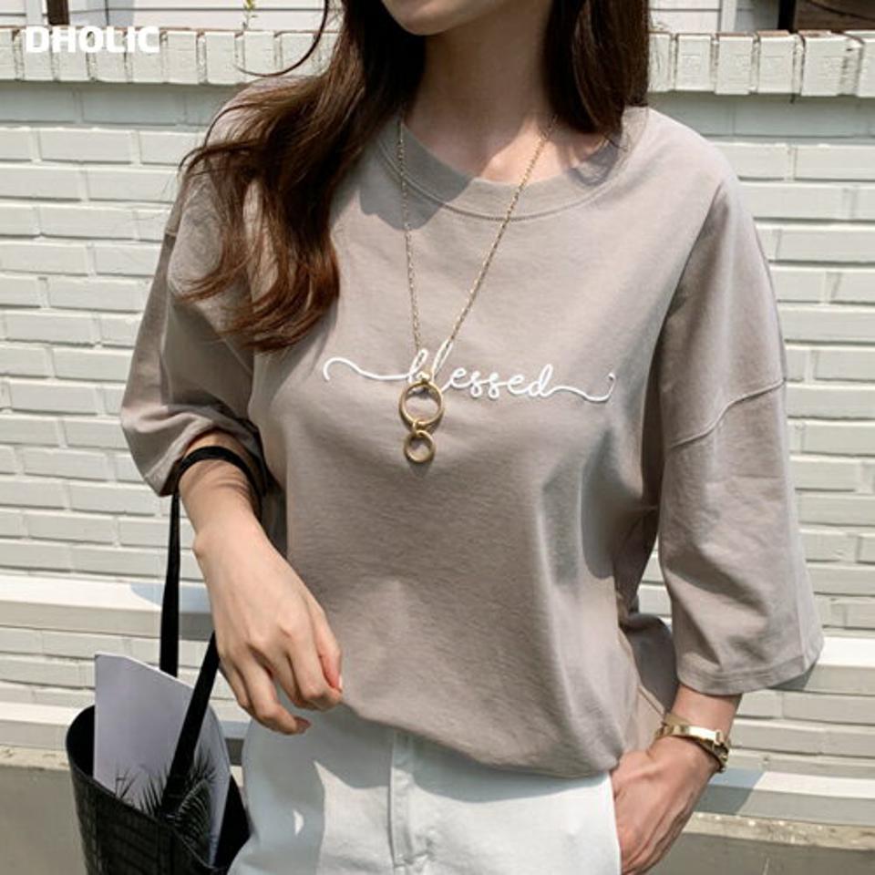 レタリングルーズTシャツ・全4色・a69807 レディース 【tops】トップス Tシャツ 七分丈 七分袖 7分丈 7分袖 レタリング ロゴ カジュアル ラフ 春 夏 秋 韓国 ファッション ハイホリHIHOLLI
