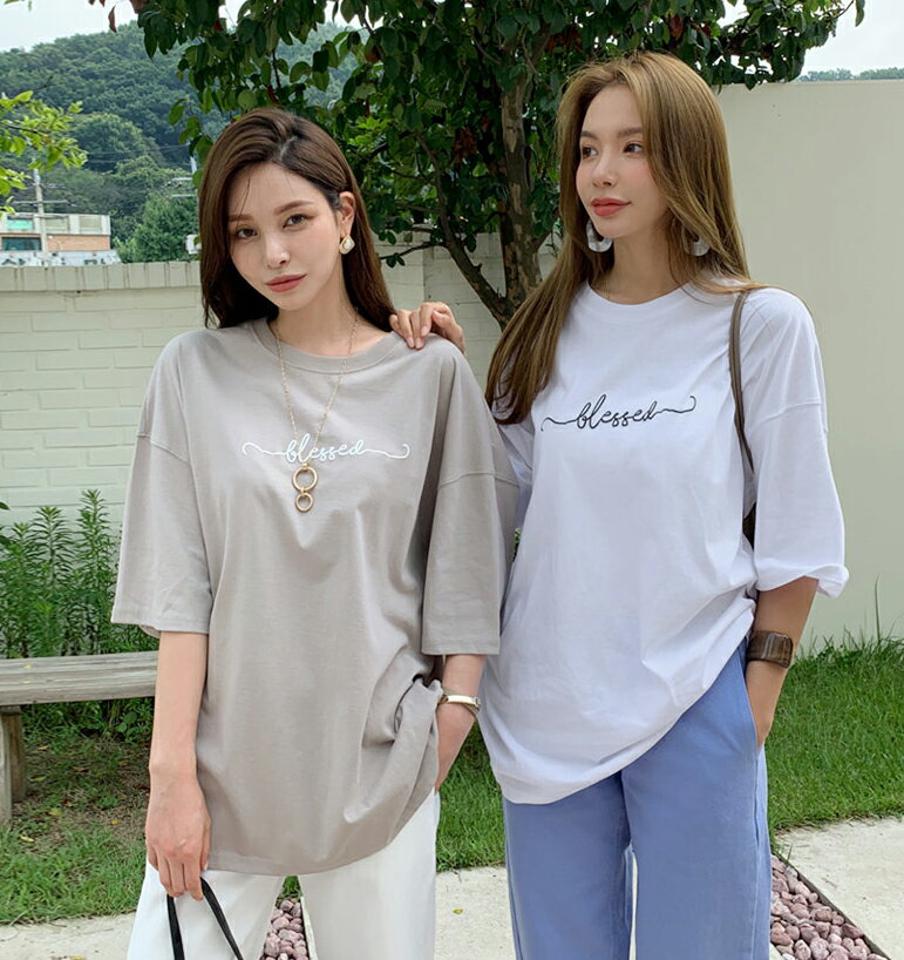 レタリングルーズTシャツ・全4色・a69807 レディース 【tops】トップス Tシャツ 七分丈 七分袖 7分丈 7分袖 レタリング ロゴ カジュアル ラフ 春 夏 秋 韓国 ファッション ハイホリHIHOLLI
